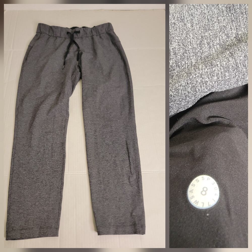 LULULEMON Sz 8 On The Fly Pants High Rise Heather Gray 28" Pockets Womens